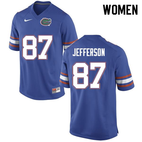 NCAA Florida Gators Van Jefferson Women's #87 Nike Blue Stitched Authentic College Football Jersey PWZ5564AG